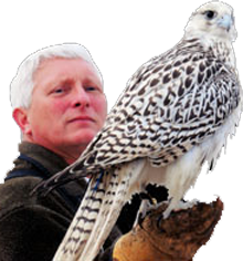 Jim Robison holding a bird